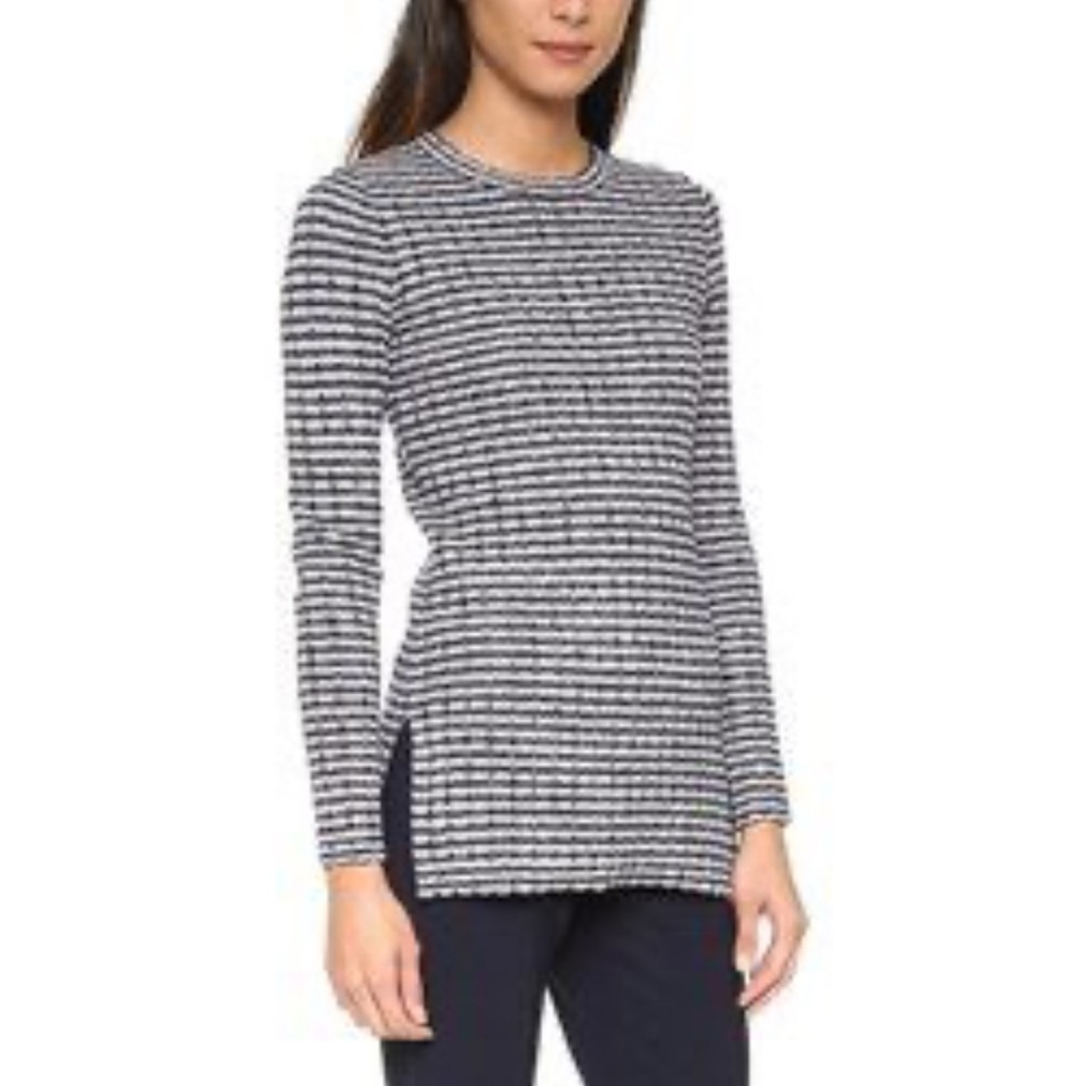 Theory Belira Melange Ribbed Knit Wool Tunic Sweater Petite Womens Sz 0